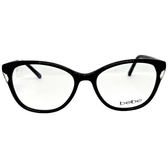 Bebe BB4178 Jet Black Eyeglass Frames 53-17-135 Women’s Cat Eye Optical Glasses - Picture 1 of 7